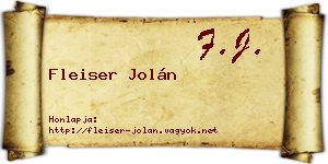 Fleiser Jolán névjegykártya